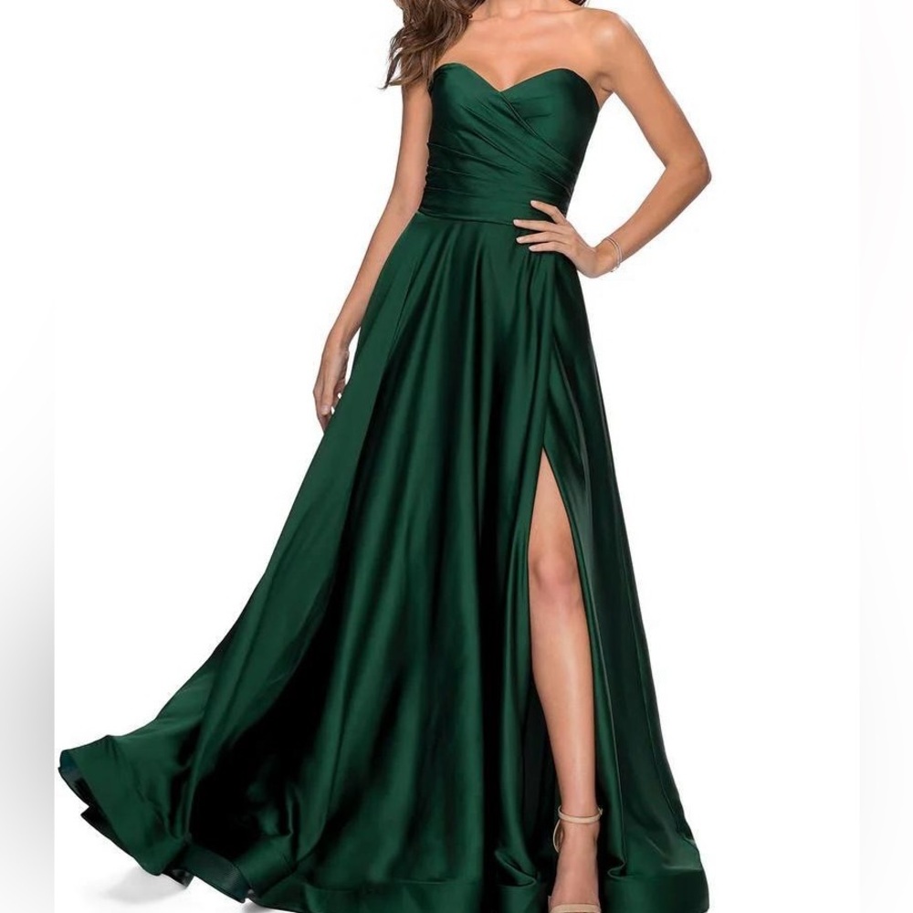 La Femme Forest Green Maxi Dress